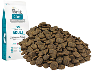 Brit Care Grain Free Adult Salmon & Potato. Брит корм з лососем і картоплею, для собак. 1 кілограм (розвіс). 510139, фото 1