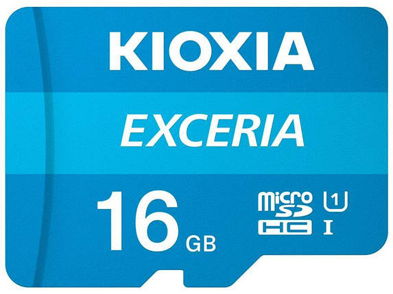 Картка пам'яті MicroSDHC 16 GB UHS-I Class 10 Kioxia Exceria R100MB/s + SD-адаптер (LMEX1L016GG2), фото 1