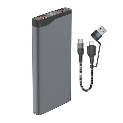 УМБ Power Bank 4smarts VoltHub Pro 10000mAh 2Type-C 2USB QC PD 22.5W 5А Grey, фото 2