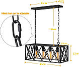 Промисловий світильник стельовий MR.3 Retro Rectangle Pendant Light 4 Light Люстра Kitche Island Lighting, фото 2