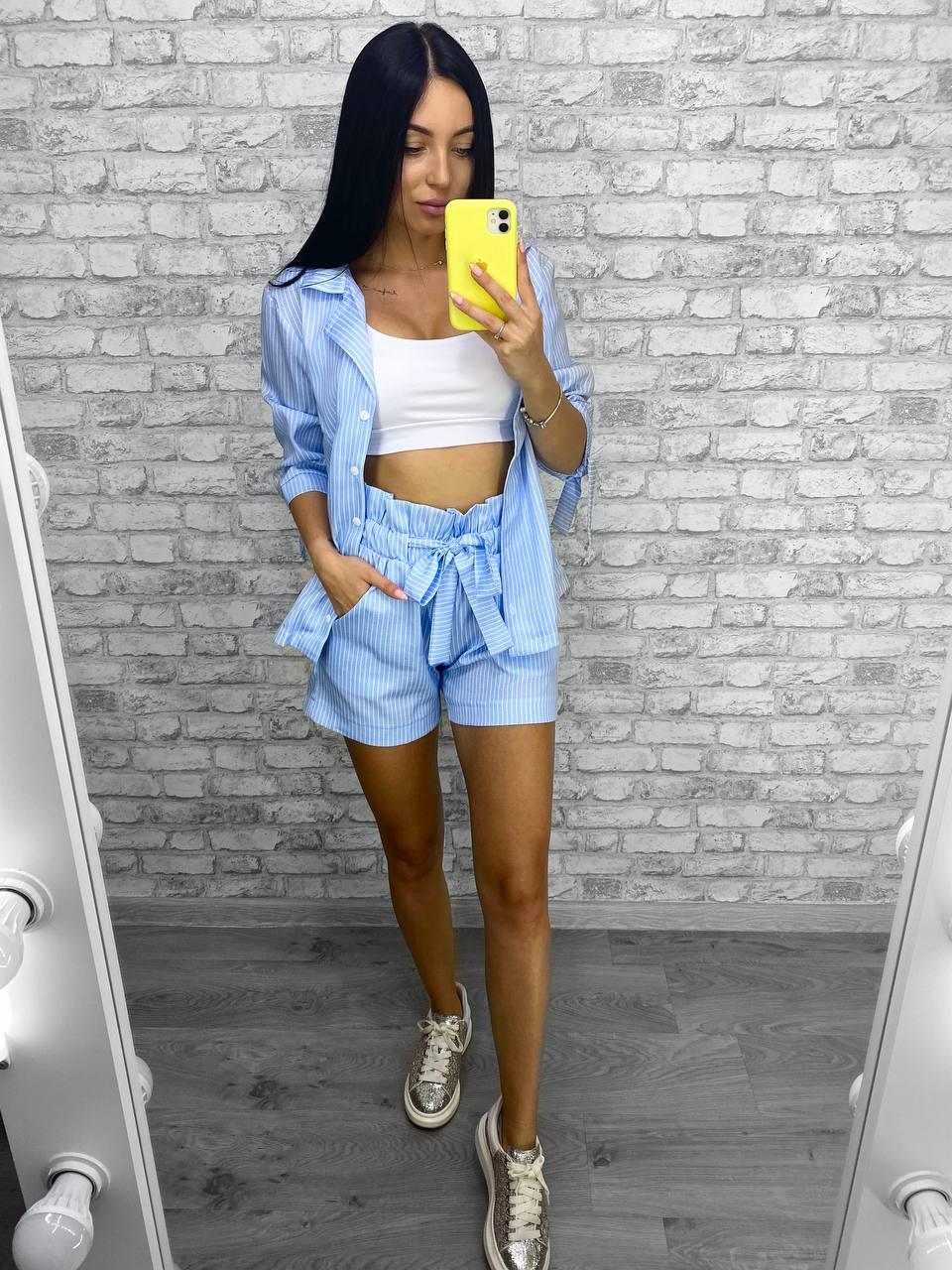 Стильний костюм Крістен у смужку піджак + шорти, фото 1