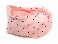 Бандана літня муслін рожева в горошок, фото 1
