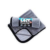 Микрофибровое полотенце для сушки с оверлоком - Dry Monster 50x60 см. 560гр./м. серый