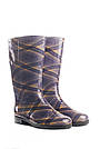 Жіночі гумові чоботи Клітинка сіро-жовта 40/41, фото 2