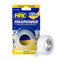 MAXPOWER - 19мм x 2м - прозрачная двусторонняя лента HPX (скотч) для тяжелых нагрузок