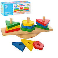 Дерев'яна іграшка пірамідка Геометрика баланс Limo Toy (MD2317)