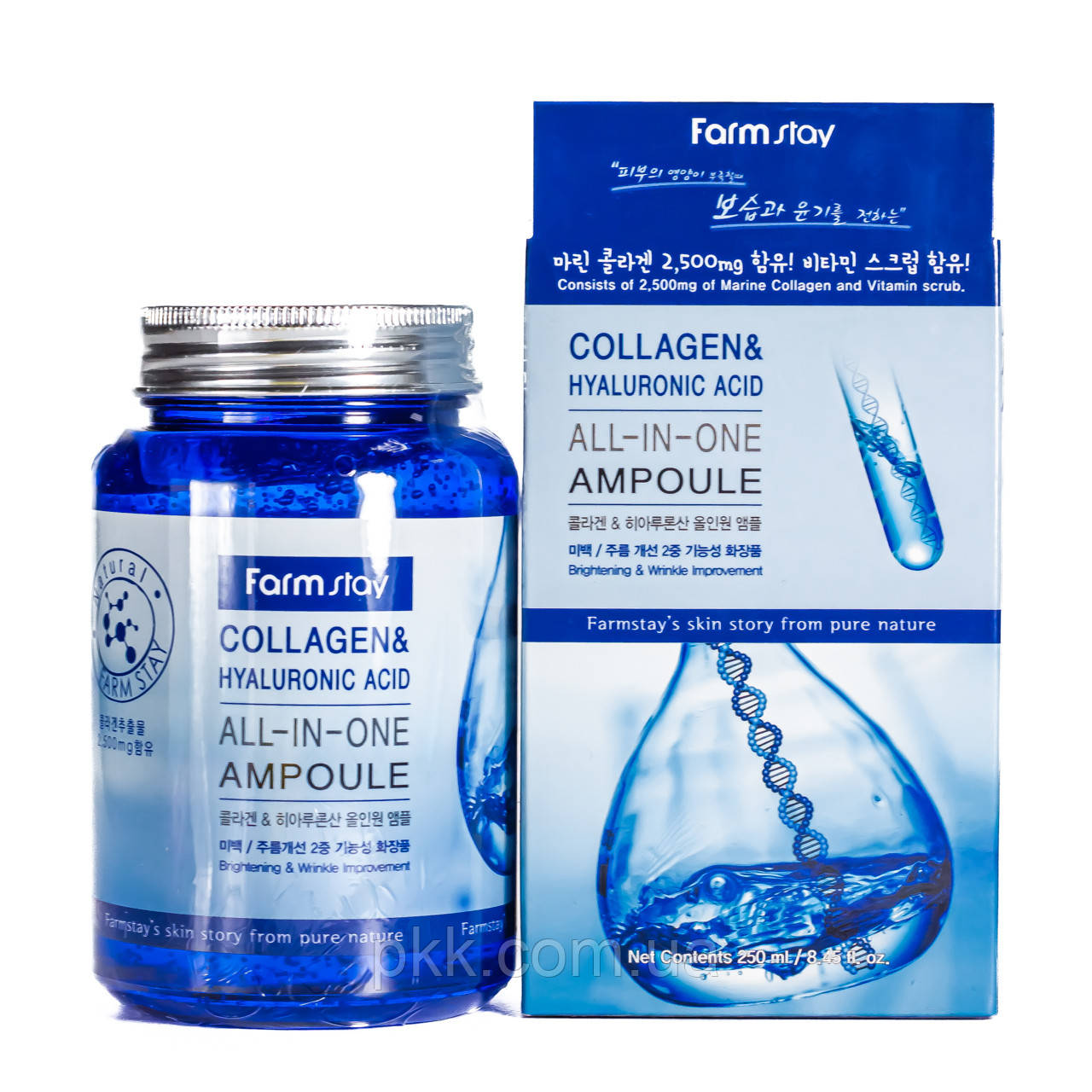 Cироватка ампульна для обличчя FarmStay Collagen Hyaluronic Acid All-In-One 250 мл