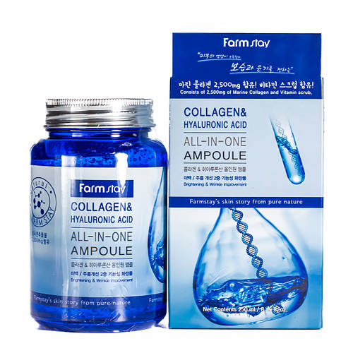 Cыворотка ампульная для лица FarmStay Collagen Hyaluronic Acid All-In ...