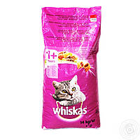 Whiskas Сухой корм для кошек вкусные подушечки с Говядиной 14кг