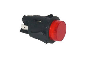 Червона двополюсна кнопка, що світиться - 250В - 16А - отв. Ø 25 мм, для кавомашини, фото 2