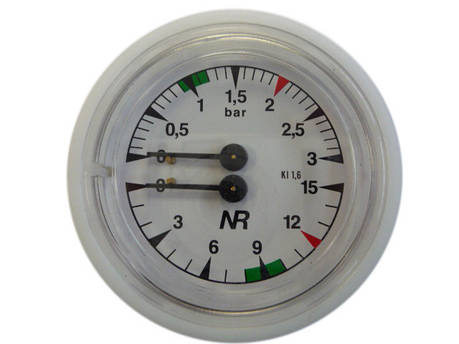 Манометр на 2 шкали 0-3/0-15 бар – 1/8M – вн. Ø 70мм - основа Ø 63мм, для кавомашини CMA ASTORIA, Wega, фото 1