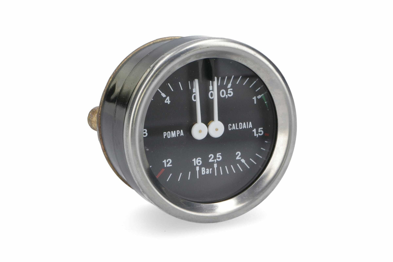 Подвійний манометр для кавомашини 0-2,5/0-16 BAR - 1/8M плаский - Ø 65мм - основа Ø 60мм, FUTURMAT - ARIETE / QUALITY