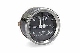 Подвійний манометр для кавомашини 0-2,5/0-16 BAR - 1/8M плаский - Ø 65мм - основа Ø 60мм, FUTURMAT - ARIETE / QUALITY