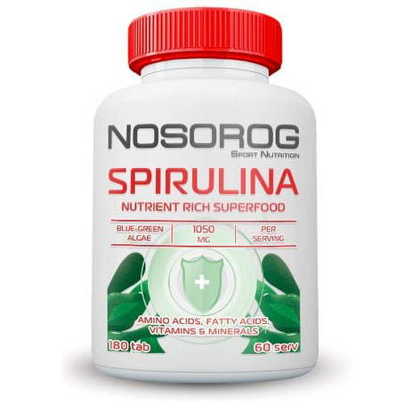 Спіруліна в таблетках Nosorog Spirulina 180 tab, фото 1