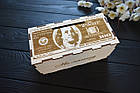 Скарбничка з прорізом для грошей "На машину" з гравіюванням 100 доларів, 100 $ з фанери, фото 3