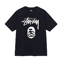 Черная футболка Bape x Stussy Бейп Бэйп Стасси Стусси футболки унисекс