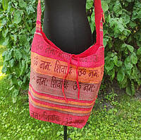 Сумка в этническом стиле, сумка-шоппер, сумка для йоги, сумка с мантрами, размер (32х35 см)