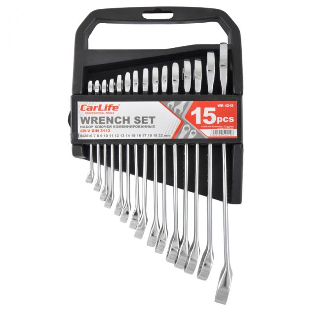 Набір ключів ріжково-накидних (15 шт.) "CARLIFE" 6-22мм, фото 1