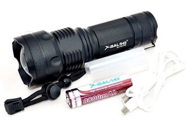 Ліхтар ручний акумуляторний X-Balog BL-P09-P50 zoom + 18650 + microUSB, фото 1
