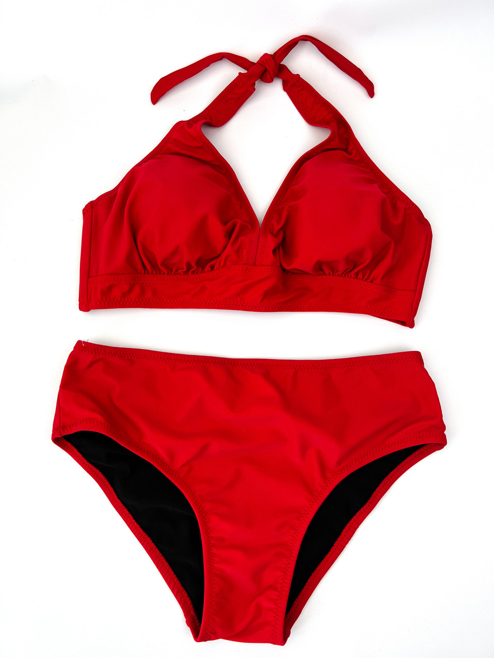 Купальник великих жіночих розмірів, червоного кольору, фото 1