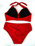 Купальник великих жіночих розмірів, червоного кольору, фото 3