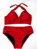 Купальник великих жіночих розмірів, червоного кольору, фото 2