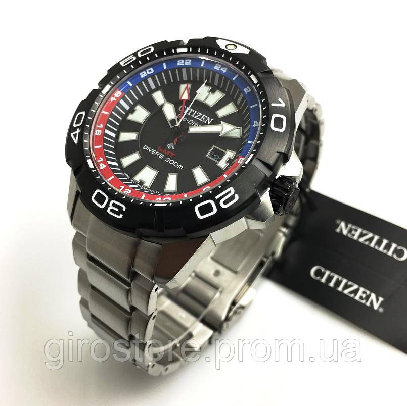 Японський чоловічий 200 м дайверський годинник Citizen Eco-Drive BJ7128-59E. Сонячна батарея, сапфірове скло, GMT