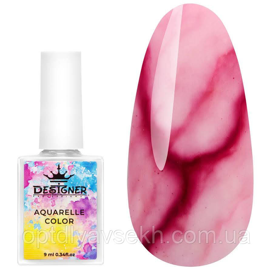 Акварельні краплі/Aquarelle Color для дизайну нігтів (кольорове чорнило) Дизайнер, 9 мл. Рожевий №10