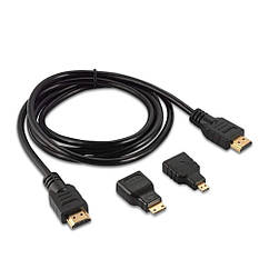 DR HDMI кабель 1.5m у комплекті з перехідниками mini-HDMI/micro-HDMI чорний