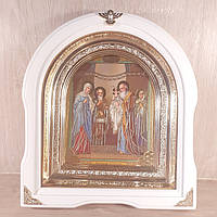 Икона Сретение Господне, лик 15х18 см, в белом деревянном киоте, арка