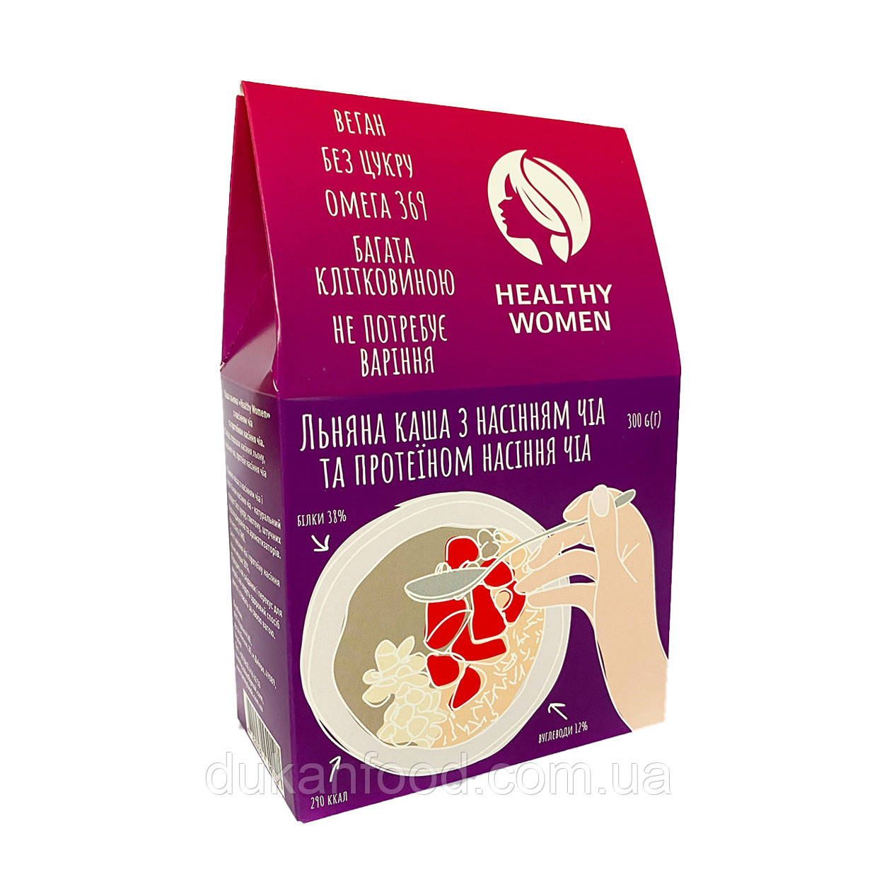 Лляна каша з насінням чіа та протеїном насіння чіа, Healthy Women, 300 г