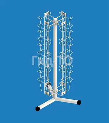 Стійка настільна обертається під листівки А6 (20 осередків), біла, фото 2