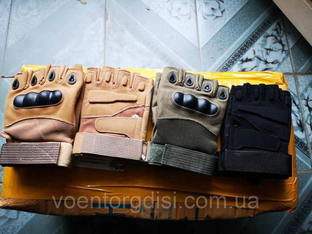 Перчатки SY беспалые з накладками COYOTE - фото 2 - id-p1644987291