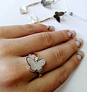 Серебряное кольцо Мотылек с золотом, фото 2