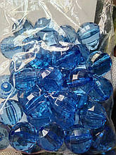 Бусини акрил "Велика куля" синій 30 мм