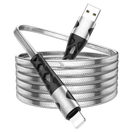 Кабель Hoco U105 Treasure jelly braided charging data cable for Lightning Silver, фото 1