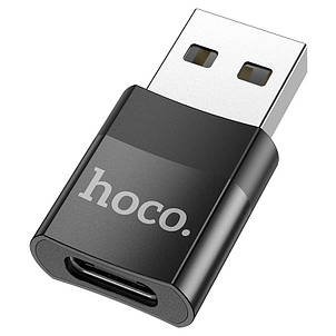 Адаптер Hoco UA17 USB Male to Type-C female USB 2.0 adapter Black, фото 1