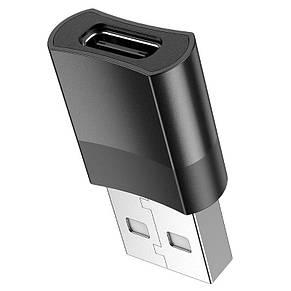Адаптер Hoco UA17 USB Male to Type-C female USB 2.0 adapter Black, фото 3