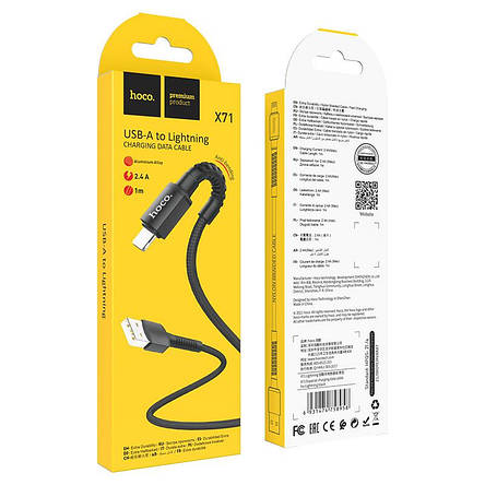 Кабель Hoco X71 Especial charging data cable for Lightning Black, фото 3