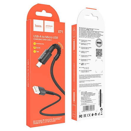 Кабель Hoco X71 Especial charging data cable for Micro Black, фото 3