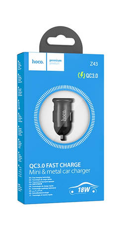 АЗП Hoco Z43 Mighty single port QC3.0 car charger Black, фото 4
