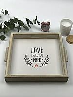 Квадратний дерев'яний піднос/таця 30 30 см