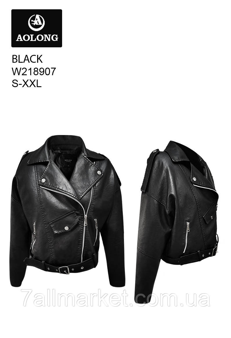 Куртка-косуха женская кожзам, воротник-отложной, размеры S-2XL "AOLONG ...