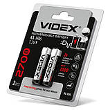 Батарейки акумуляторні VIDEX AA HR6 2700mAh (ціна за 2шт/бл), фото 2