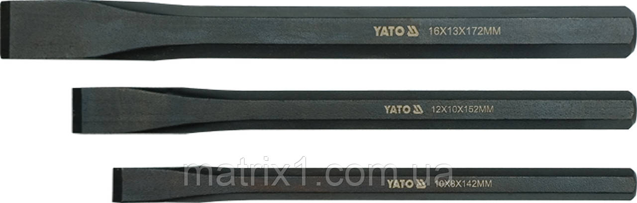 Зубило YATO, Набір 3 шт. 10 x 142,12 x 152,16 x 172 мм (Польща), фото 1