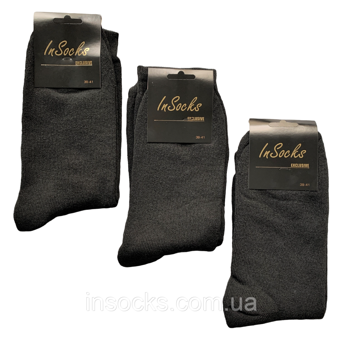 Шкарпетки чоловічі махрові "InSocks". 39-41р. Чорні. Високі.