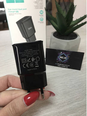 Адаптер, Блочок Зарядка Hoco C88A 2USB 2.4A black Зарядний пристрій, фото 2
