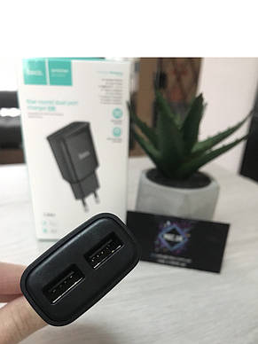 Адаптер, Блочок Зарядка Hoco C88A 2USB 2.4A black Зарядний пристрій, фото 3