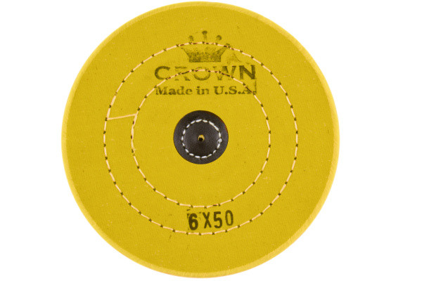 Круг муслиіновий жовтий CROWN d-150 мм, 50 слоїв (зі шкіряним п'ятаком)