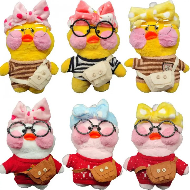 М'яка Іграшка Каченя в окулярах Lalafanfan 30см мікс, фото 1